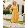 imageGRACE KARIN 2025 Womens Casual Fall Long Sleeve Midi Dresses VNeck Smocked Tiered DressWedding Guest DressTurmeric