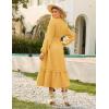 imageGRACE KARIN 2025 Womens Casual Fall Long Sleeve Midi Dresses VNeck Smocked Tiered DressWedding Guest DressTurmeric