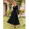 imageGRACE KARIN 2025 Womens Long Sleeve Floral Wedding Guest DressSquare Neck Boho Maxi Dress Flowy Elegant Fall DressBlack
