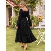 imageGRACE KARIN 2025 Womens Long Sleeve Floral Wedding Guest DressSquare Neck Boho Maxi Dress Flowy Elegant Fall DressBlack