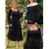 imageGRACE KARIN 2025 Womens Long Sleeve Floral Wedding Guest DressSquare Neck Boho Maxi Dress Flowy Elegant Fall DressBlack