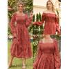 imageGRACE KARIN 2025 Womens Long Sleeve Floral Wedding Guest DressSquare Neck Boho Maxi Dress Flowy Elegant Fall DressBrick Red