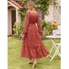imageGRACE KARIN 2025 Womens Long Sleeve Floral Wedding Guest DressSquare Neck Boho Maxi Dress Flowy Elegant Fall DressBrick Red