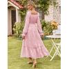 imageGRACE KARIN 2025 Womens Long Sleeve Floral Wedding Guest DressSquare Neck Boho Maxi Dress Flowy Elegant Fall DressLight Pink