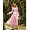 imageGRACE KARIN 2025 Womens Long Sleeve Floral Wedding Guest DressSquare Neck Boho Maxi Dress Flowy Elegant Fall DressLight Pink