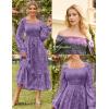 imageGRACE KARIN 2025 Womens Long Sleeve Floral Wedding Guest DressSquare Neck Boho Maxi Dress Flowy Elegant Fall DressPurple