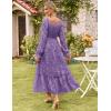 imageGRACE KARIN 2025 Womens Long Sleeve Floral Wedding Guest DressSquare Neck Boho Maxi Dress Flowy Elegant Fall DressPurple