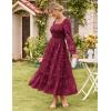 imageGRACE KARIN 2025 Womens Long Sleeve Floral Wedding Guest DressSquare Neck Boho Maxi Dress Flowy Elegant Fall DressWine Red