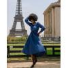 imageGRACE KARIN Casual Long Sleeve Dress 2025 A Line Fall Sweater Dresses Ribbed Crew Neck Midi Dress with PocketBlue