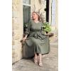 imageGRACE KARIN Casual Long Sleeve Dress 2025 A Line Fall Sweater Dresses Ribbed Crew Neck Midi Dress with PocketGray Green