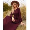 imageGRACE KARIN Casual Long Sleeve Dress 2025 A Line Fall Sweater Dresses Ribbed Crew Neck Midi Dress with PocketWine Red