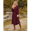 imageGRACE KARIN Casual Long Sleeve Dress 2025 A Line Fall Sweater Dresses Ribbed Crew Neck Midi Dress with PocketWine Red