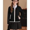 imageGRACE KARIN Girls Cardigan Knit Zip Uniform Sweater School Winter with Pockets 614YBlack