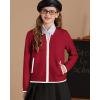 imageGRACE KARIN Girls Cardigan Knit Zip Uniform Sweater School Winter with Pockets 614YMaroon