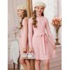imageGRACE KARIN Girls Dress Fall Winter Sweater Long Sleeve Cable Knit Button Casual Dresses for Teen Girl 614YPink