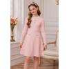 imageGRACE KARIN Girls Dress Fall Winter Sweater Long Sleeve Cable Knit Button Casual Dresses for Teen Girl 614YPink