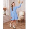 imageGRACE KARIN Girls Dress Fall Winter Sweater Long Sleeve Cable Knit Button Casual Dresses for Teen Girl 614YSky Blue