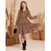 imageGRACE KARIN Girls Fall Floral Dresses 614Y Kids Winter Christmas Party Long Sleeve Holiday Hawaiian Flower DressRed Brown Floral