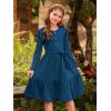 imageGRACE KARIN Girls Fall Long Sleeve Dress for Girl Rullfe Button Casual Flowy Tiered Dresses with Pocket 614YearsBlue