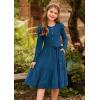 imageGRACE KARIN Girls Fall Long Sleeve Dress for Girl Rullfe Button Casual Flowy Tiered Dresses with Pocket 614YearsBlue