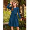 imageGRACE KARIN Girls Fall Long Sleeve Dress for Girl Rullfe Button Casual Flowy Tiered Dresses with Pocket 614YearsBlue