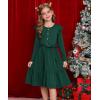 imageGRACE KARIN Girls Fall Long Sleeve Dress for Girl Rullfe Button Casual Flowy Tiered Dresses with Pocket 614YearsDark Green