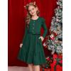 imageGRACE KARIN Girls Fall Long Sleeve Dress for Girl Rullfe Button Casual Flowy Tiered Dresses with Pocket 614YearsDark Green