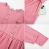 imageGRACE KARIN Girls Fall Long Sleeve Dress for Girl Rullfe Button Casual Flowy Tiered Dresses with Pocket 614YearsPink