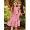 imageGRACE KARIN Girls Fall Long Sleeve Dress for Girl Rullfe Button Casual Flowy Tiered Dresses with Pocket 614YearsPink
