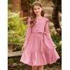 imageGRACE KARIN Girls Fall Long Sleeve Dress for Girl Rullfe Button Casual Flowy Tiered Dresses with Pocket 614YearsPink