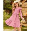 imageGRACE KARIN Girls Fall Long Sleeve Dress for Girl Rullfe Button Casual Flowy Tiered Dresses with Pocket 614YearsPink