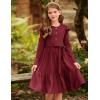 imageGRACE KARIN Girls Fall Long Sleeve Dress for Girl Rullfe Button Casual Flowy Tiered Dresses with Pocket 614YearsWine Red