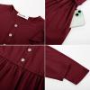 imageGRACE KARIN Girls Fall Long Sleeve Dress for Girl Rullfe Button Casual Flowy Tiered Dresses with Pocket 614YearsWine Red