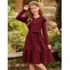 imageGRACE KARIN Girls Fall Long Sleeve Dress for Girl Rullfe Button Casual Flowy Tiered Dresses with Pocket 614YearsWine Red
