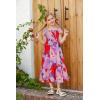 imageGRACE KARIN Girls Floral Dress Flutter Sleeve Square Neck Tiered Midi Dress Smocked Flared Aline Dress 514YBig Flowers on Purple
