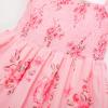 imageGRACE KARIN Girls Floral Dress Flutter Sleeve Square Neck Tiered Midi Dress Smocked Flared Aline Dress 514YFlowers on Light Pink