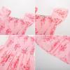 imageGRACE KARIN Girls Floral Dress Flutter Sleeve Square Neck Tiered Midi Dress Smocked Flared Aline Dress 514YFlowers on Light Pink