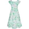 imageGRACE KARIN Girls Floral Dress Flutter Sleeve Square Neck Tiered Midi Dress Smocked Flared Aline Dress 514YGreen Floral