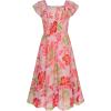 imageGRACE KARIN Girls Floral Dress Flutter Sleeve Square Neck Tiered Midi Dress Smocked Flared Aline Dress 514YPink Floral