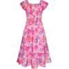 imageGRACE KARIN Girls Floral Dress Flutter Sleeve Square Neck Tiered Midi Dress Smocked Flared Aline Dress 514YPurple Floral