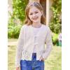 imageGRACE KARIN Girls Long Sleeve Cardigan Sweater Tie Front Bow V Neck Crochet Knit Lightweight Shrug 512 YearsIvory