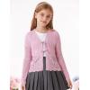 imageGRACE KARIN Girls Long Sleeve Cardigan Sweater Tie Front Bow V Neck Crochet Knit Lightweight Shrug 512 YearsPink