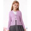 imageGRACE KARIN Girls Long Sleeve Cardigan Sweater Tie Front Bow V Neck Crochet Knit Lightweight Shrug 512 YearsPurple
