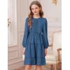 imageGRACE KARIN Girls Long Sleeve Fall Dress Casual Party Teen Swiss Dot Ruffle Tiered Lace Dresses for 714 YearsDeep Blue