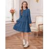 imageGRACE KARIN Girls Long Sleeve Fall Dress Casual Party Teen Swiss Dot Ruffle Tiered Lace Dresses for 714 YearsDeep Blue