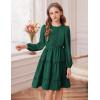 imageGRACE KARIN Girls Long Sleeve Fall Dress Casual Party Teen Swiss Dot Ruffle Tiered Lace Dresses for 714 YearsGreen