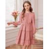 imageGRACE KARIN Girls Long Sleeve Fall Dress Casual Party Teen Swiss Dot Ruffle Tiered Lace Dresses for 714 YearsOrange Pink