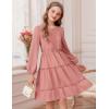 imageGRACE KARIN Girls Long Sleeve Fall Dress Casual Party Teen Swiss Dot Ruffle Tiered Lace Dresses for 714 YearsOrange Pink