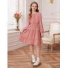 imageGRACE KARIN Girls Long Sleeve Fall Dress Casual Party Teen Swiss Dot Ruffle Tiered Lace Dresses for 714 YearsOrange Pink