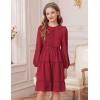 imageGRACE KARIN Girls Long Sleeve Fall Dress Casual Party Teen Swiss Dot Ruffle Tiered Lace Dresses for 714 YearsRed